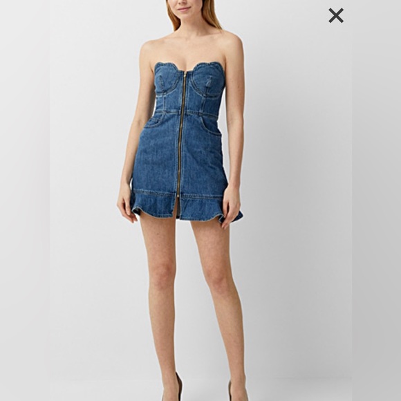 New wit tags - Self- Portrait Scalloped Denim Dress size 8 - Picture 14 of 16